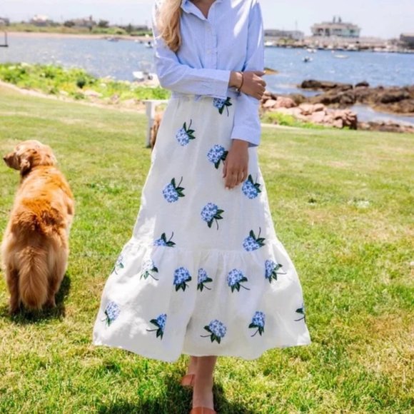 Kiel James Patrick Dresses & Skirts - Kiel James Patrick The Hydrangea Skirt blue flower NWT linen